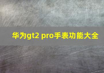 华为gt2 pro手表功能大全